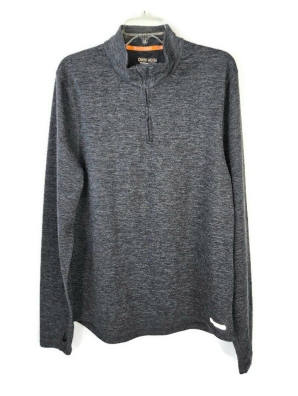 Omni-Wool 1/4 Zip Pullover Mens L Gray Base Layer Wool Blend Gorpcore Outdoors